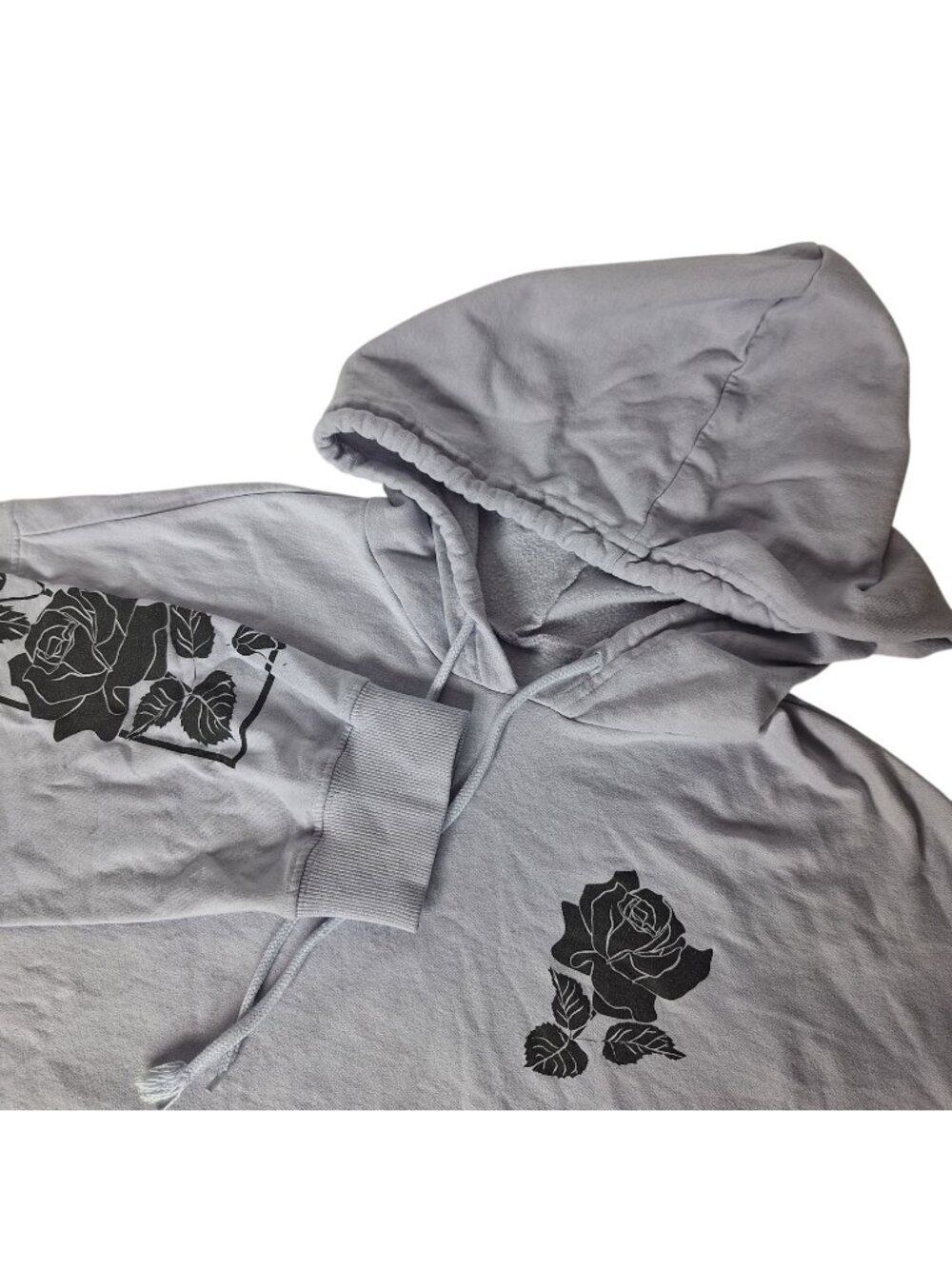 Rebellious One Lavender Rose Pullover Hoodie Floral Graphic Sweatshirt Large